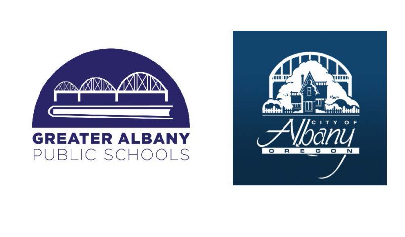 Logos for Albany Schools and City.